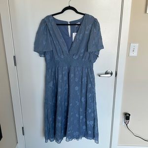 Baltic Born | Blue Smocked Midi Dress | 3X